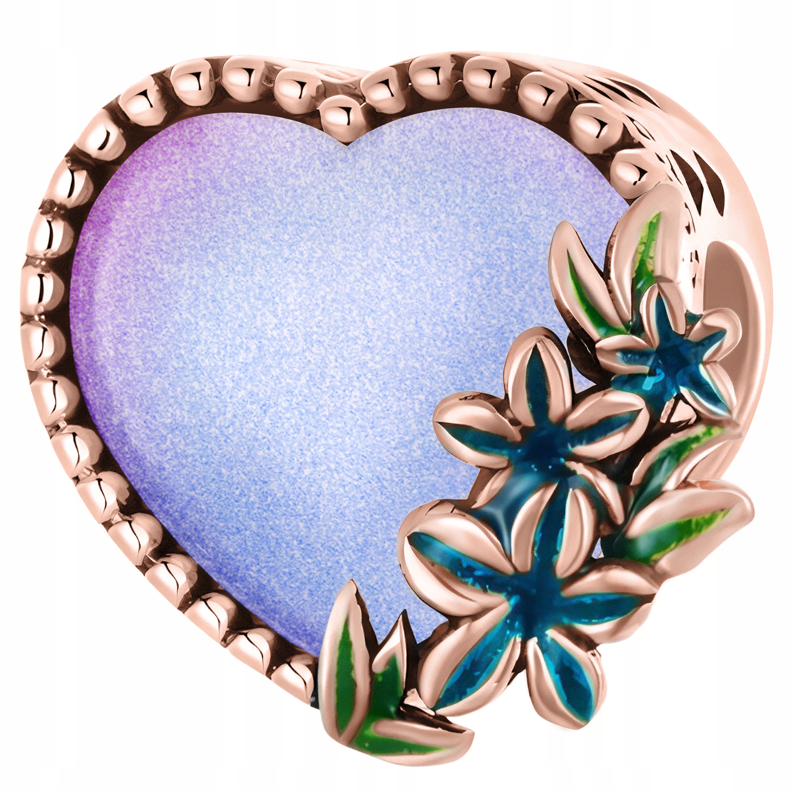 Přívěsek Pozlacený 18K Brokátové Lesklé Srdce s Květinami Srdíčko Květiny