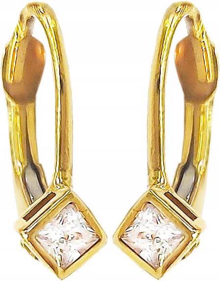 Zlaté náušnice 585 s zirkony na anglické zapínání 14K, elegantní