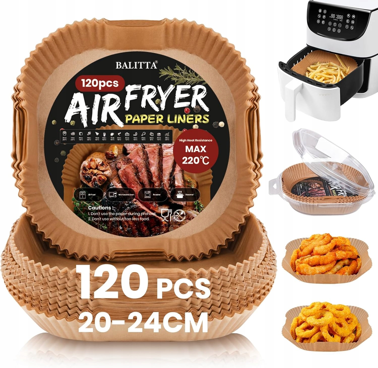 Balitta 120x Organizér Air Fryer Papír Do Fritézy Pečení 20 cm