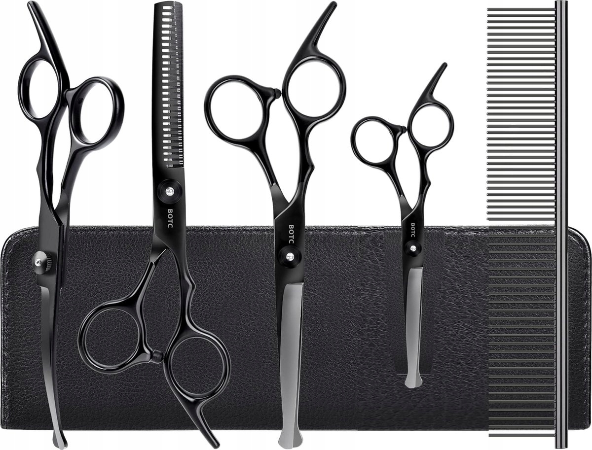 Levně Stříhací nůžky pro psy hřeben, sada na stříhání v pouzdře Botc