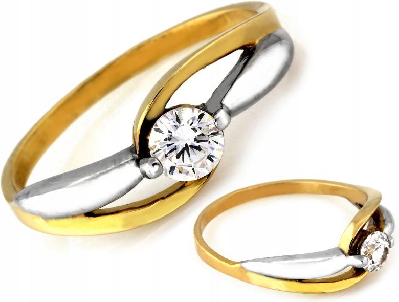 Zlatý prstýnek 585 s pletenými zirkony r18 jako dárek