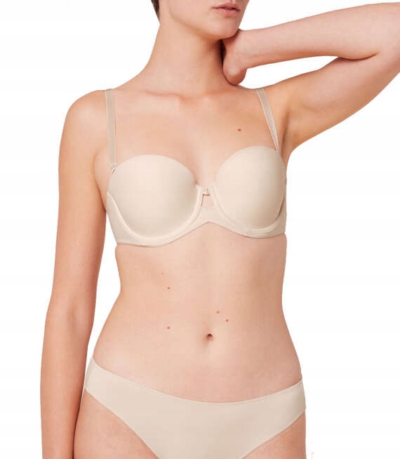 Podprsenka bardotka balkonetka béžová v tělové barvě Triumph Pure Micro Wdp 75A