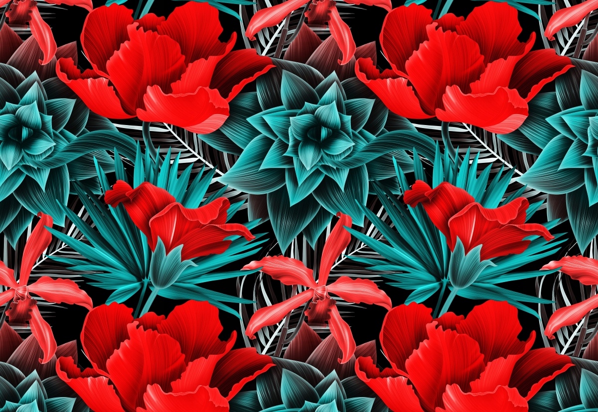 

Tapeta Flizelinowa Tropikalne kwiaty - 152x104