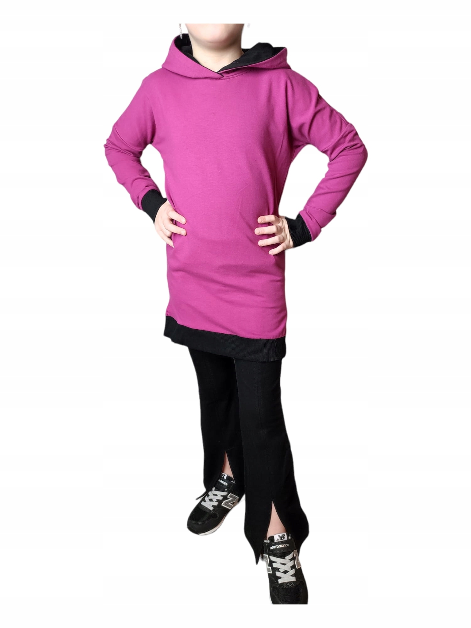 Tunika z kapturem dziewczęca kolor fuksja 152