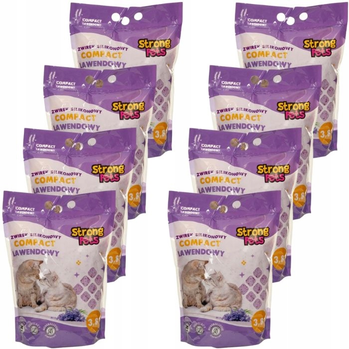 Strong Pets Żwirek Silikonowy Dla Kota Drobny Compact Lawendowy 8 x 3,8L
