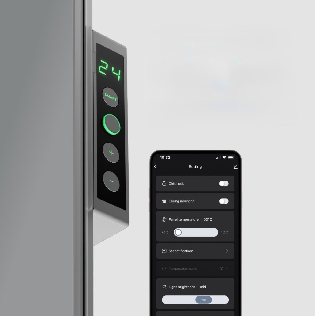 AENO GH5S Grzejnik szklany Smart 700W app+panel LED szary wtyczka EU — 14