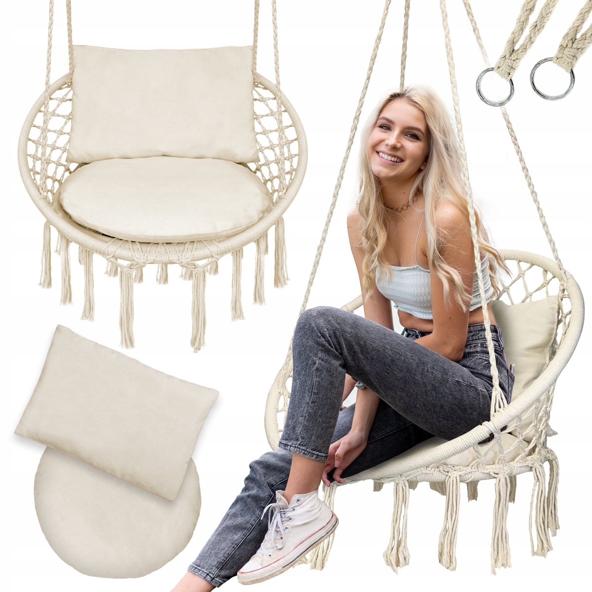 

Fotel wiszący bocianie gniazdo huśtawka hamak boho