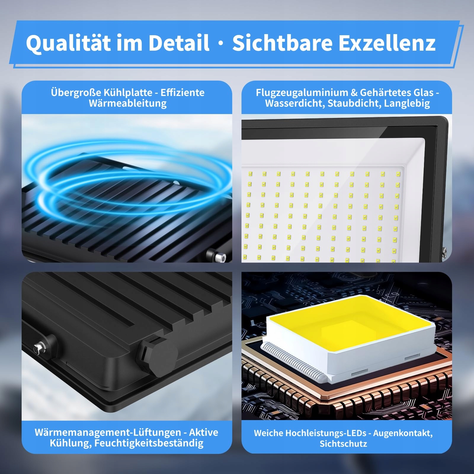 Naświetlacz LED 2x150W 16500lm 6500K IP66 Garaż Warsztat LUX STRAES — miniatura 6