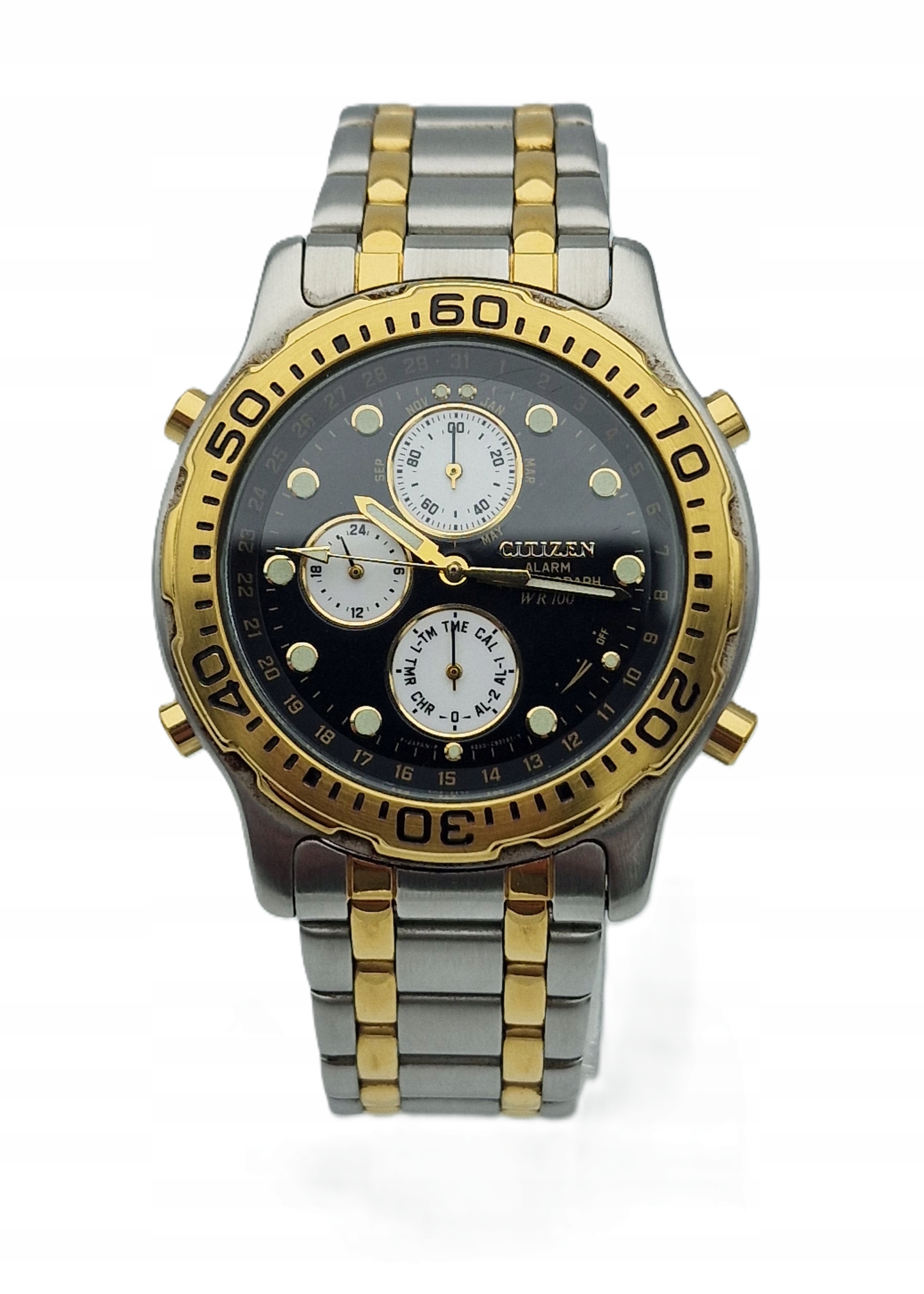 MĘSKI STALOWY ZEGAREK CITIZEN CHRONOGRAPH Z 1993 ROKU - NIEUŻYWANY