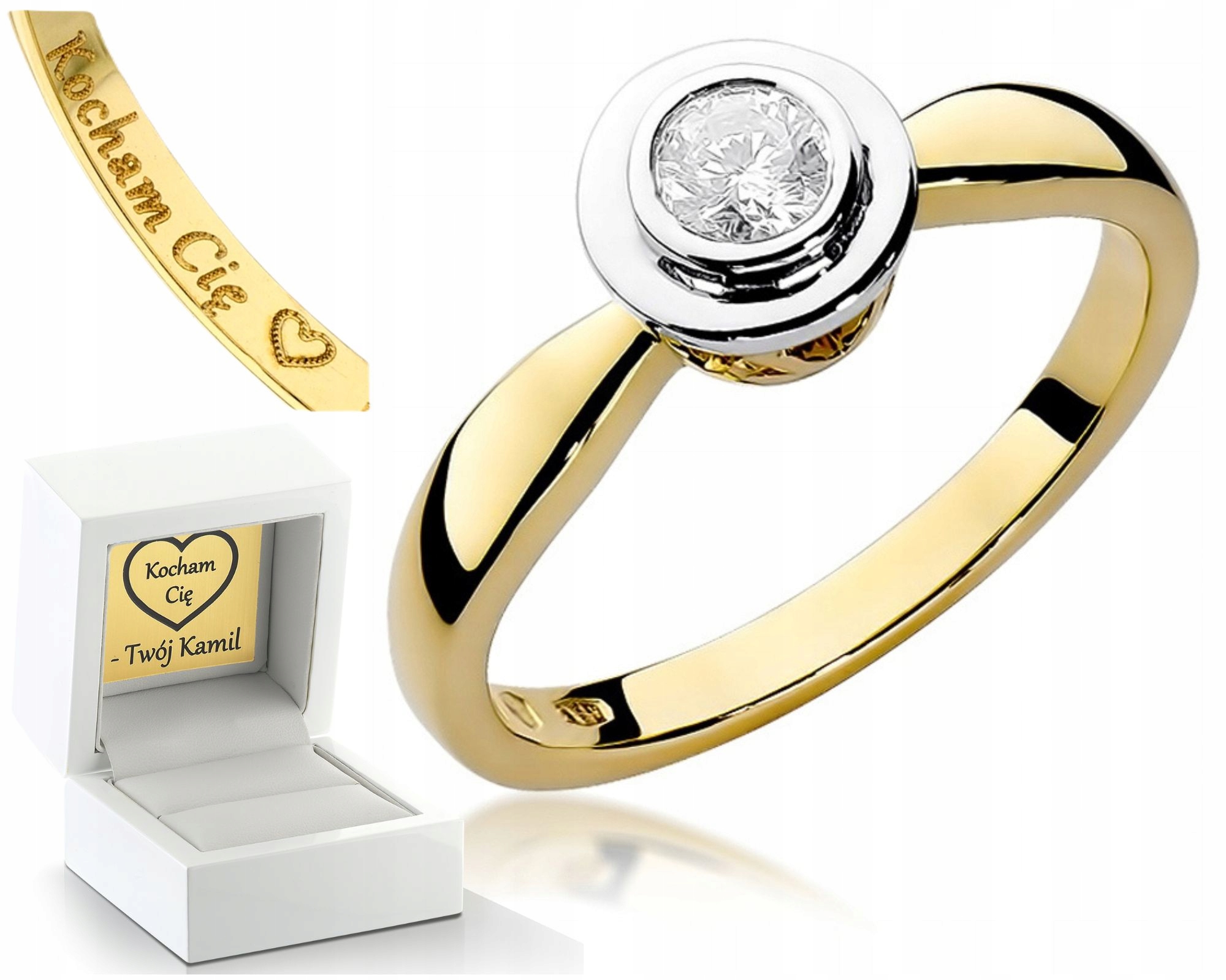 Prstýnek Brylant 0,30 Ct Klasika 0,585 Gravírování Pro Ni Jako Dárek