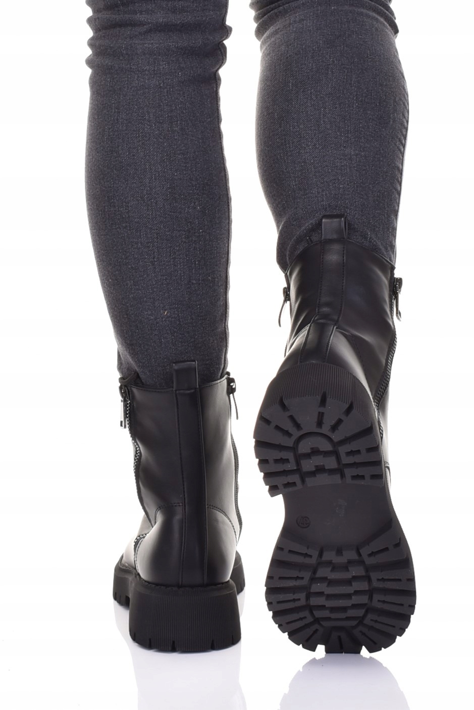 DAMSKIE GLANY SKÓRZANE BUTY NA PŁASKIM OBCASIE CZARNE Rozmiar 36