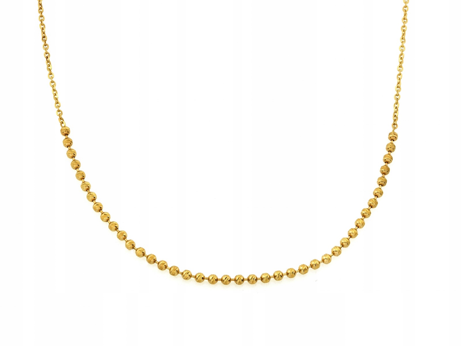 Zlatý náhrdelník 585 s kuličkami 45 cm, diamantové kuličky 2.31 g jako dárek