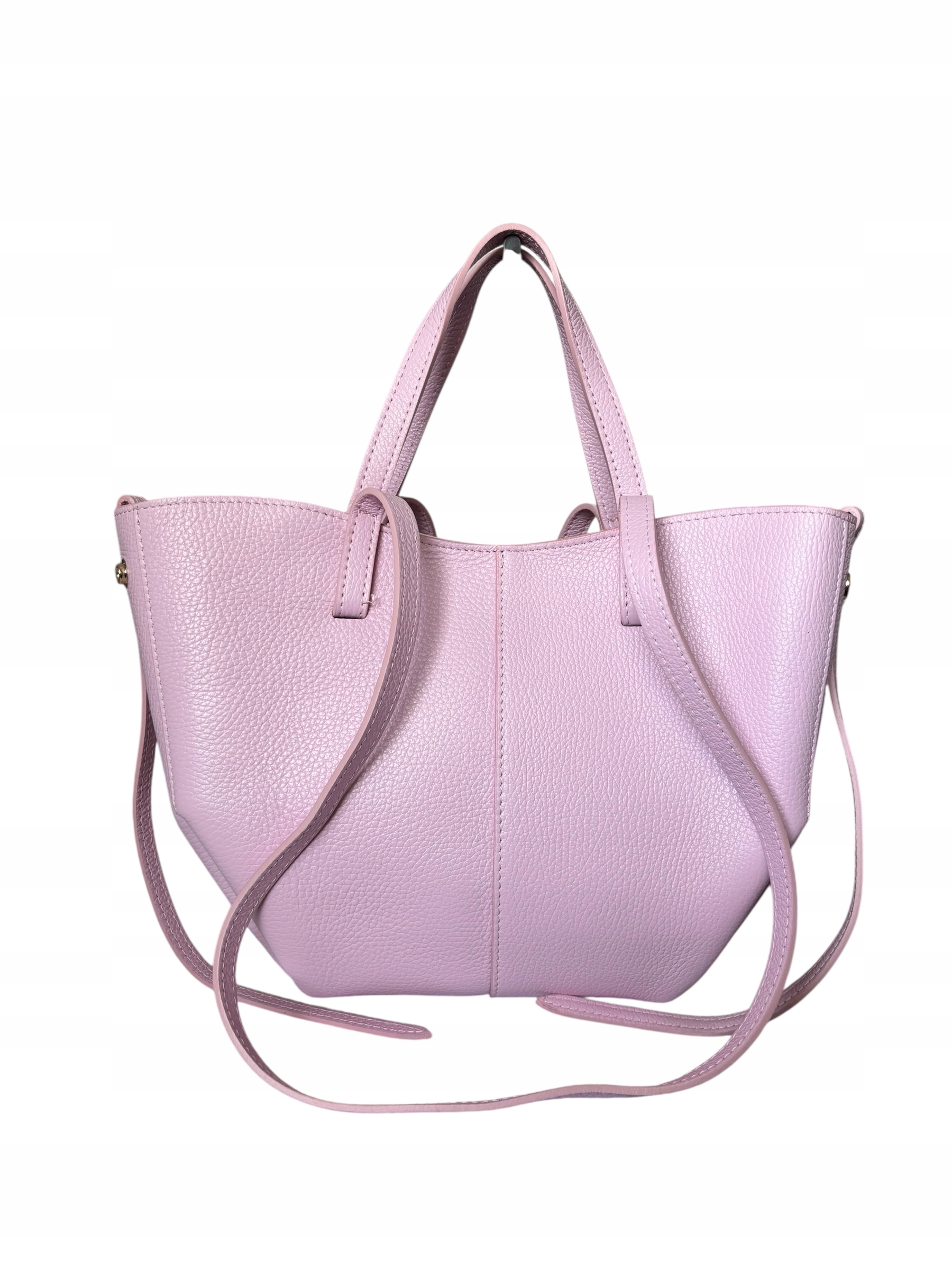 Torebka damska Vera Pelle Shopperka na ramię i do ręki Skóra J. Różowa Midi