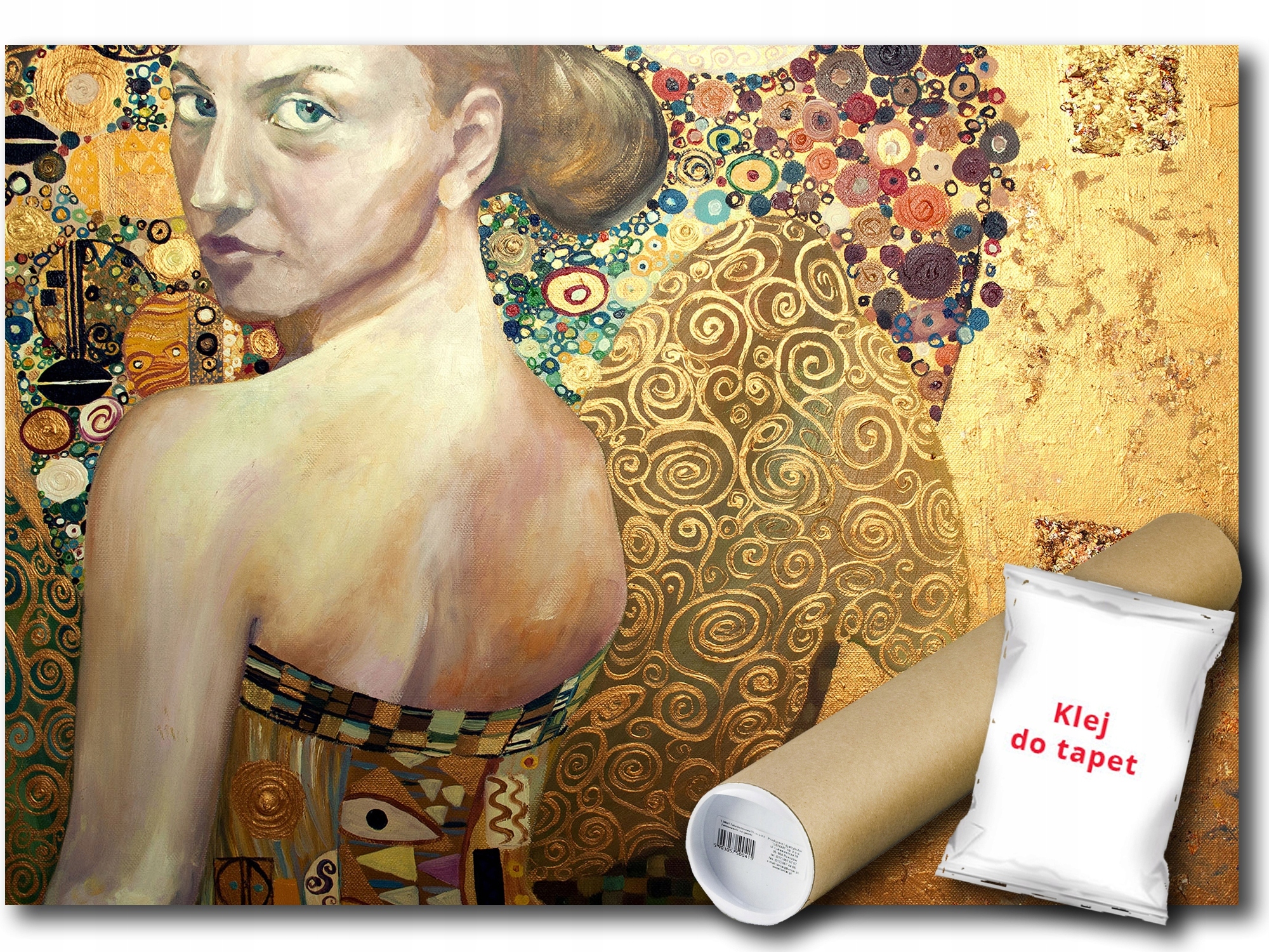 Vinylová Fototapeta Obraz Umění Olej Portrét Žena Dáma Zlato 416x254