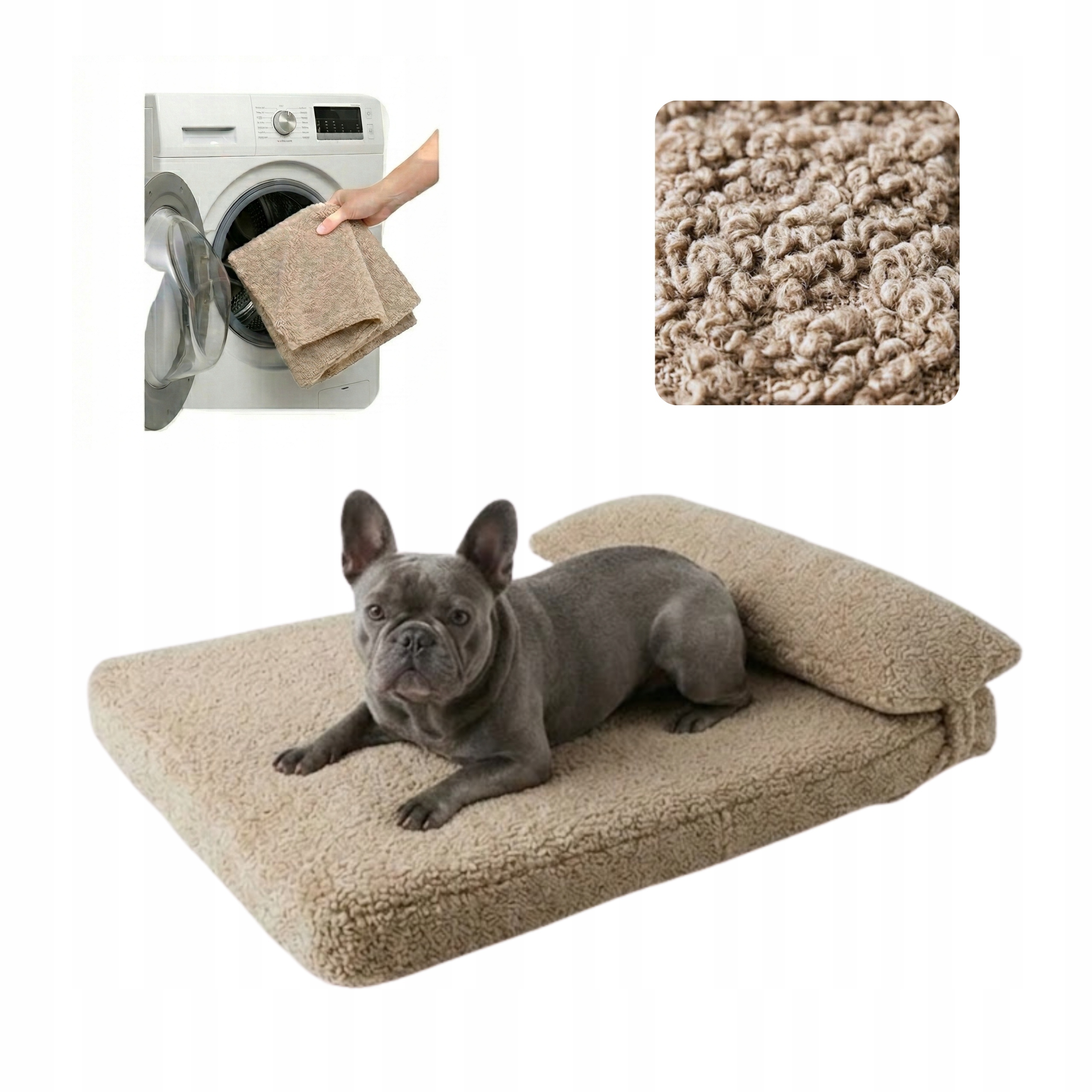 Levně Pelíšek Pro Psa Matrace Béžová Bouclé Rozměr 50x70 CM Lehátko S Polštářkem