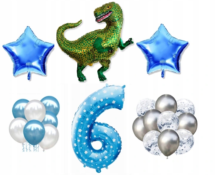 

Mini Zestaw Tyranozaur Dinozaur 6 Urodziny Balony