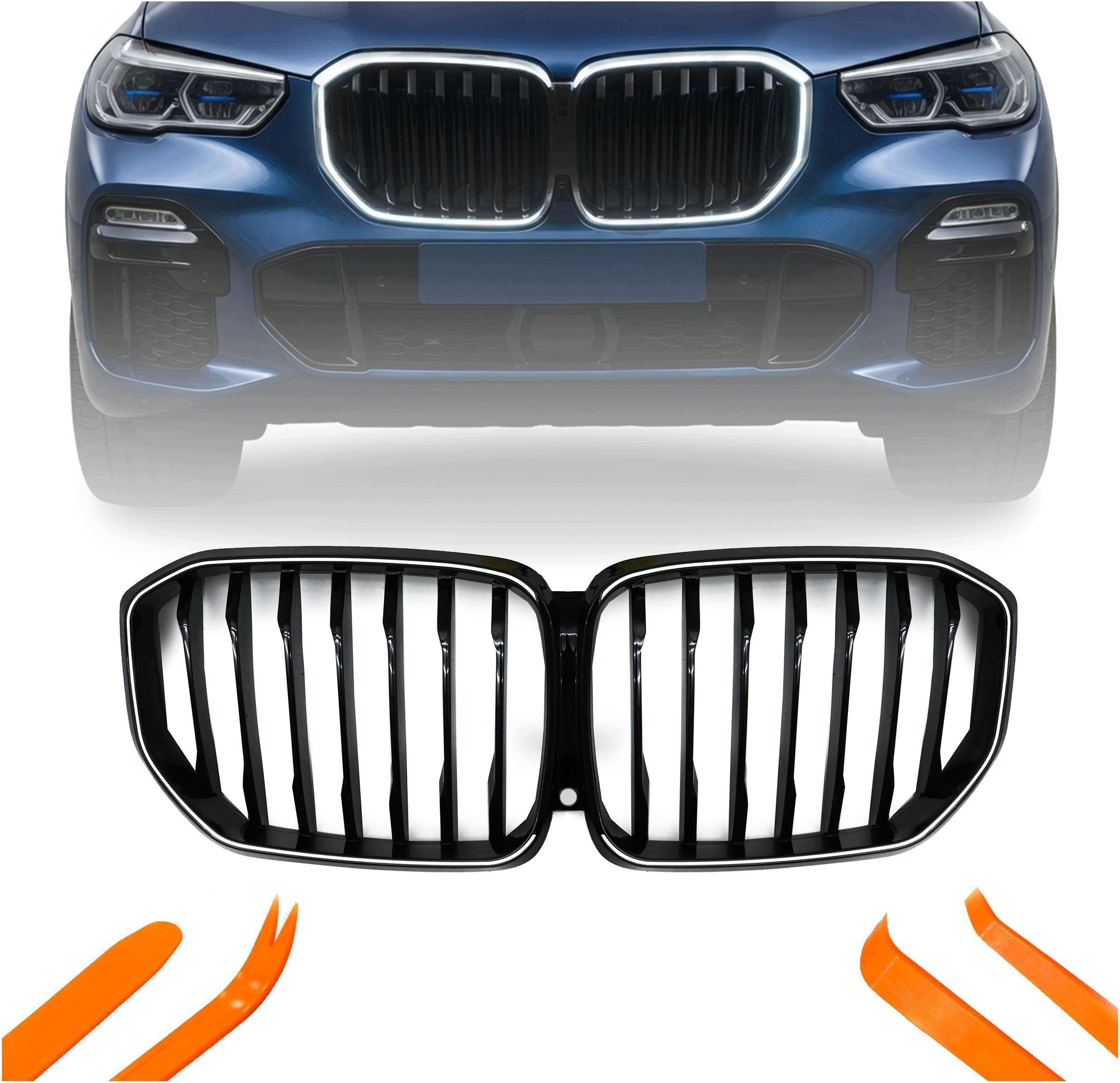 Přední Ledová Pro Bmw X5 G05 2019- Černý Lesk 1 Žebro