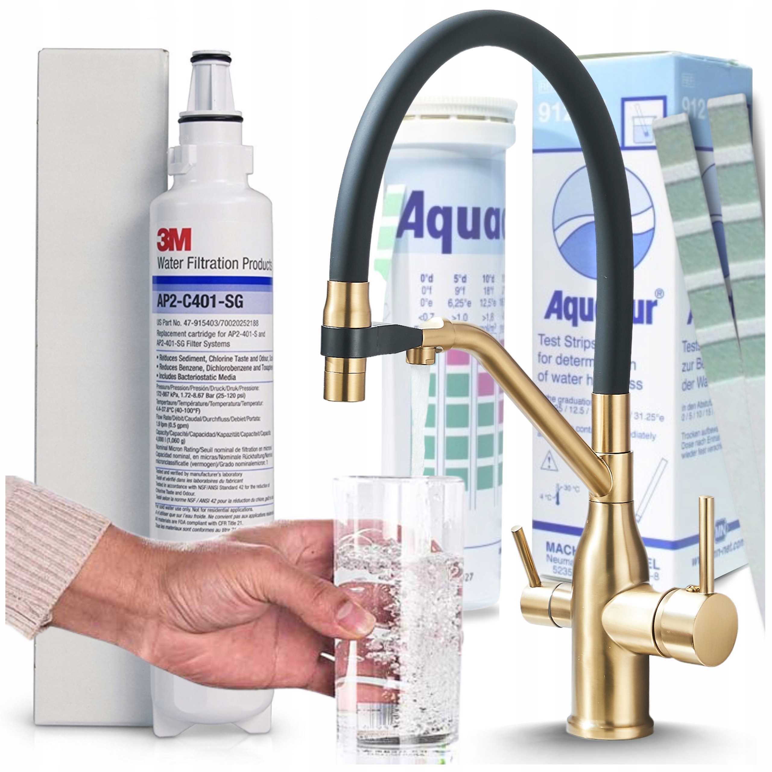 Kuchynská batéria trojcestná výsuvná otočná výtoková súprava s Filtrom Vody