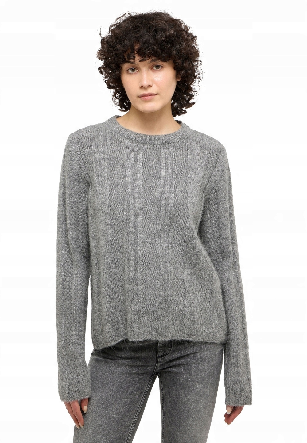 Dámský Popelavý Svetr Šedý Bavlna Volný Teplý Mikina Mustang M