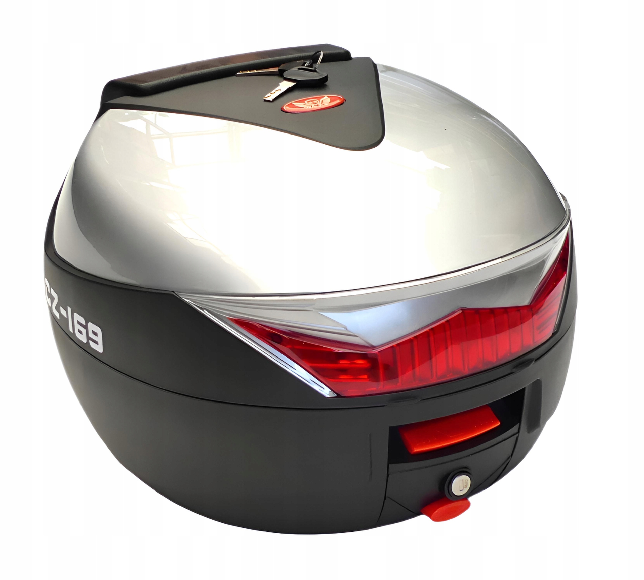 Motocyklový kufr Centrální 36L Lisabon reflexní opěradlo Kvalita TopX Stříbrný