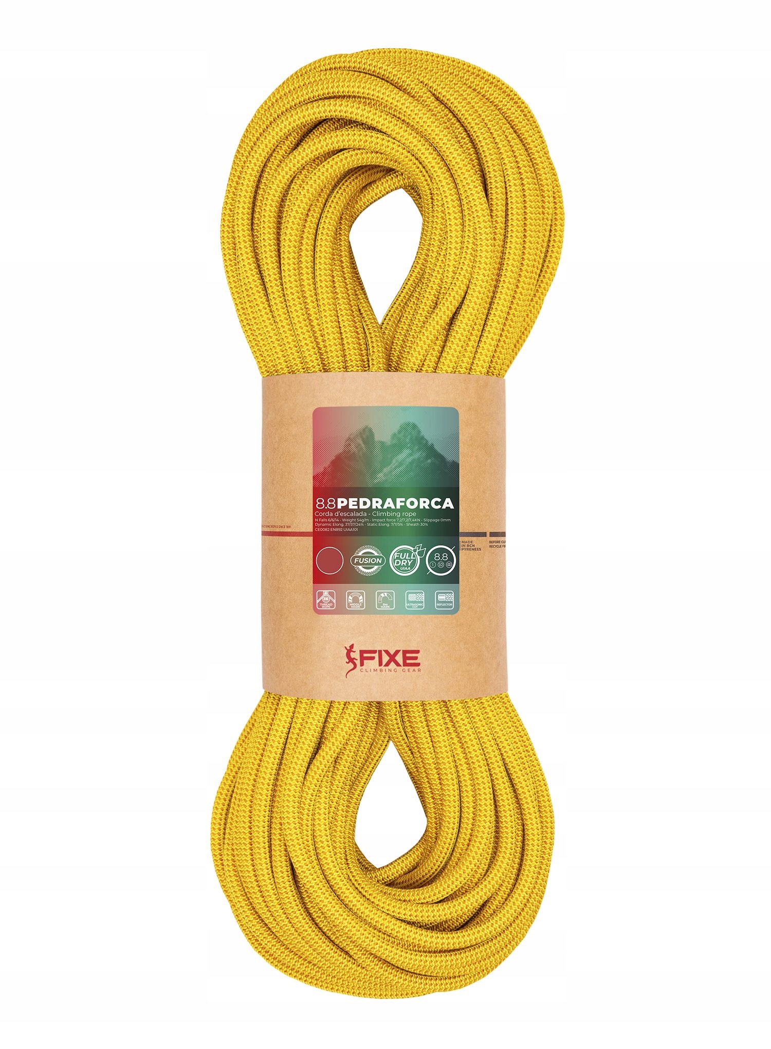 Dynamické lano Fixe Climbing Pedraforca 8,8 60 m žlutá barva