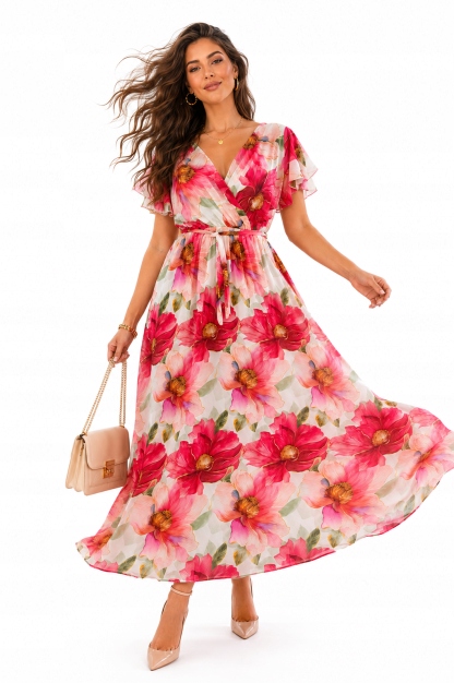 Šaty Obálkový výstřih Vzdušná Elegantní Romantická květina 52 54 7xl