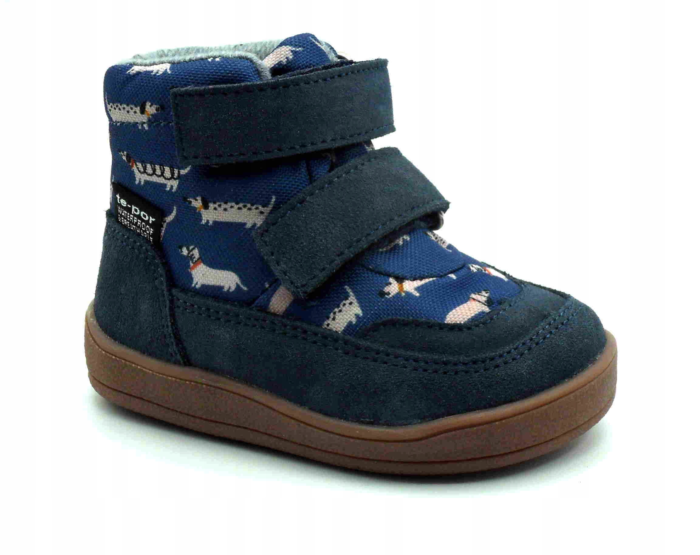 Ocieplane Buty Barefoot Trzewiki Na Rzepy Z Membraną Mido 62-06 r 22