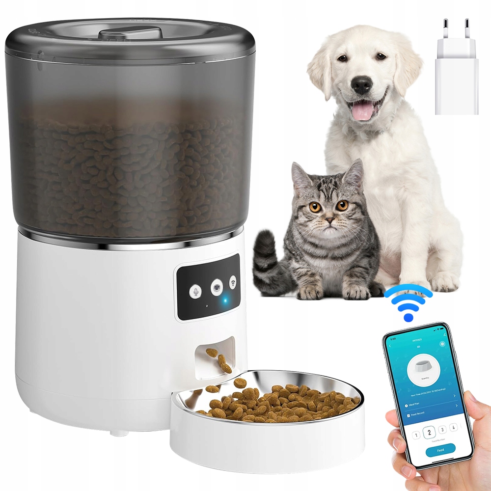 Levně Automatický Podavač Krmiva Wifi 4 L, Programovatelná Ocelová Miska