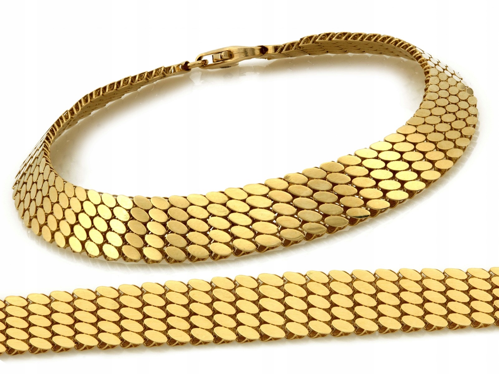 Zlatý náramek 585 s širokou pohyblivou páskou 18 cm jako dárek 7.95 g