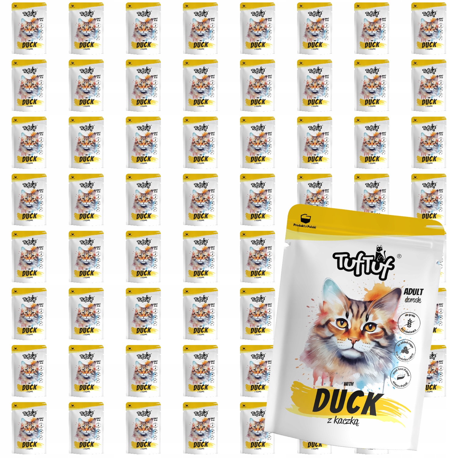 Levně Mokré Krmivo Pro Kočky TufTuf Kapsička mletá s kachnou Set 60x100 g