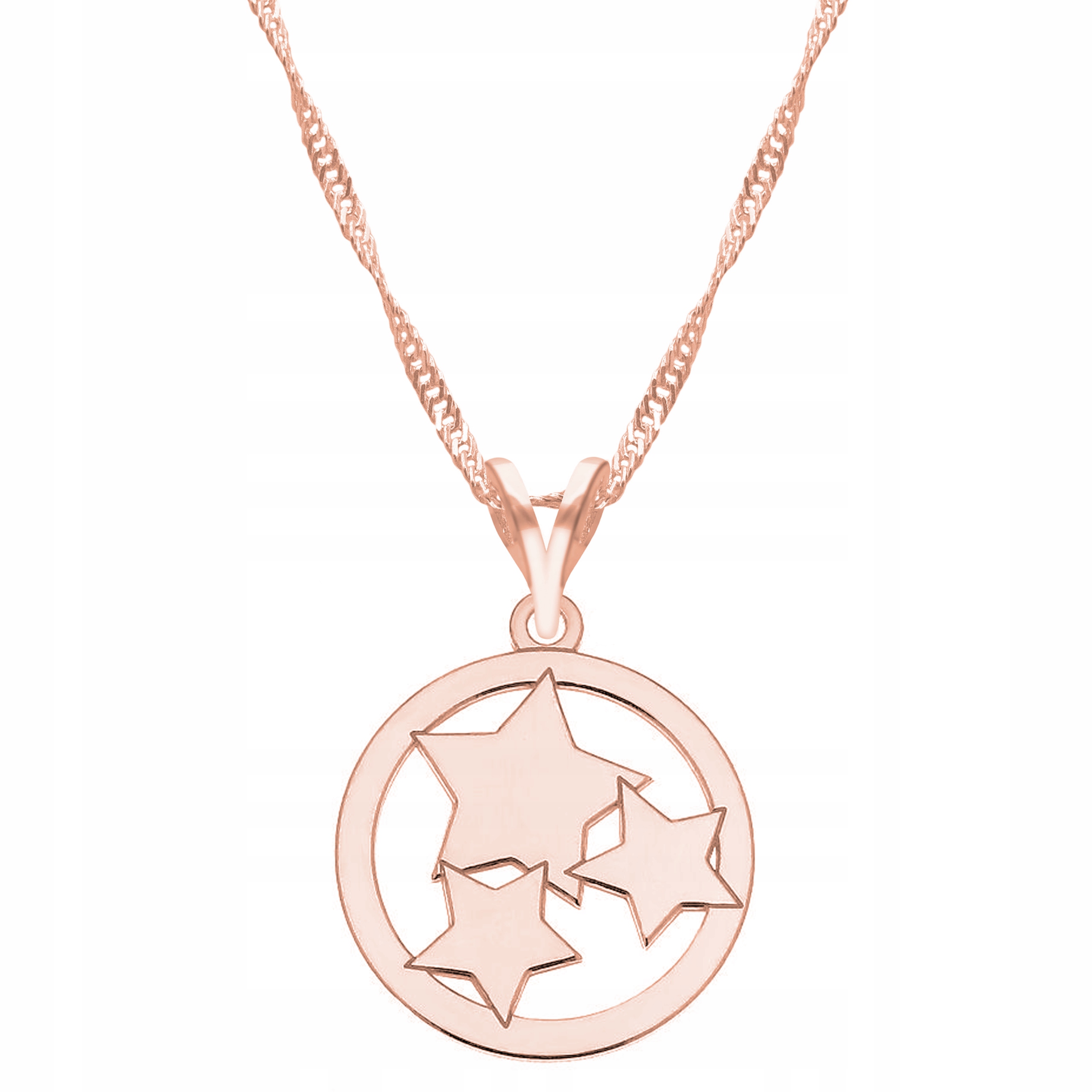 Řetízek zlatý náhrdelník stříbro 925 Hvězdičky Kroužek Stars