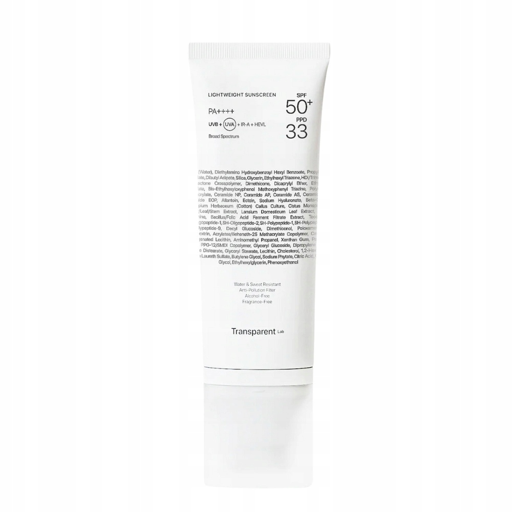 Transparent Lab Lightweight Sunscreen Spf 50+ Lekki Krem Ochronny Ceramidy