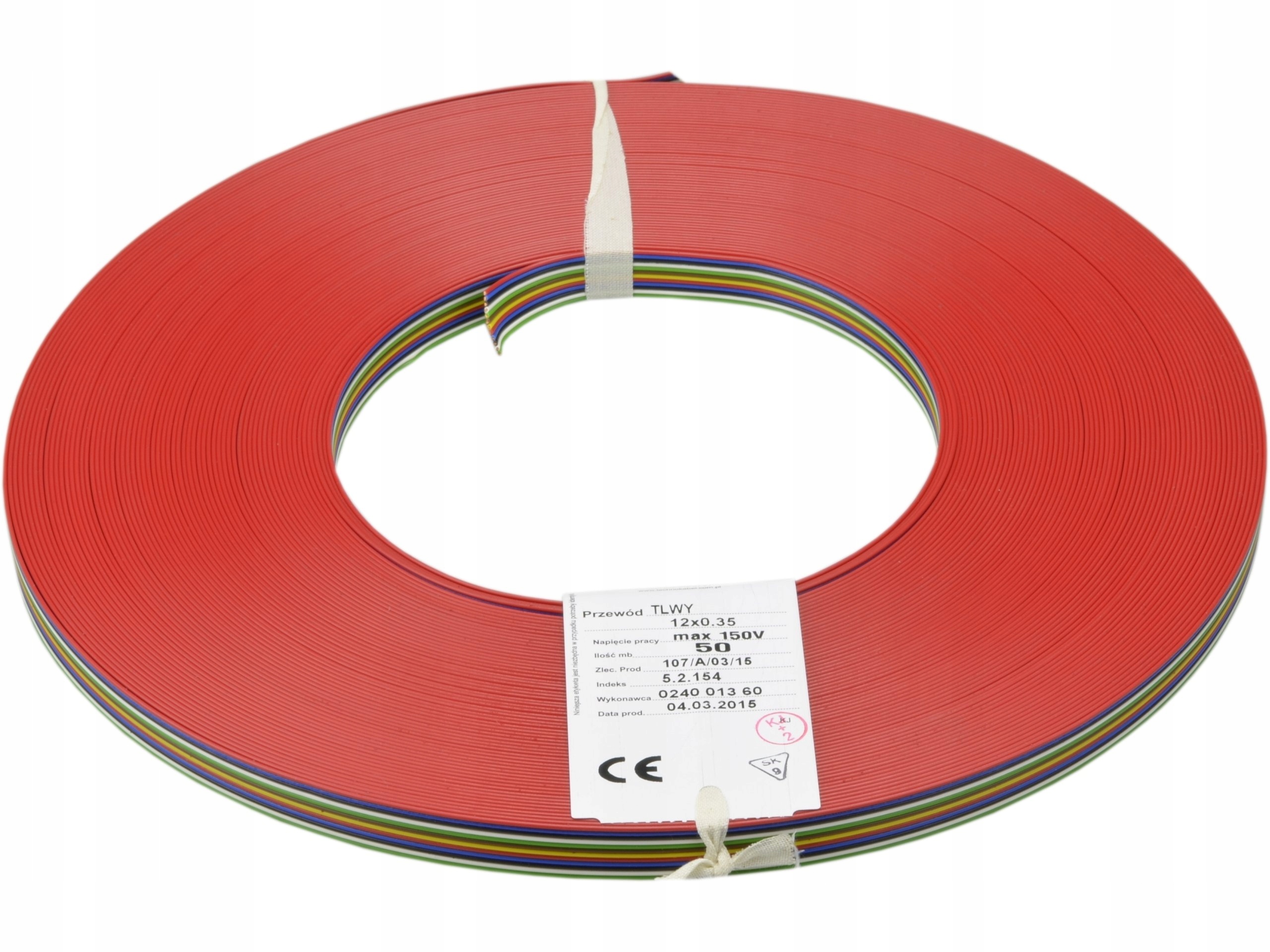 Przewód kabel wstążkowy Tlwy 12x0,12mm2 150V taśma montażowy 50m