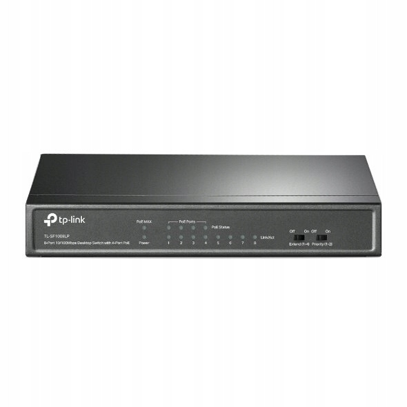 8-Port 10/100 Mbps Desktop Switch with 4-Port PoE Port: 4× 10/100 Mbps…
