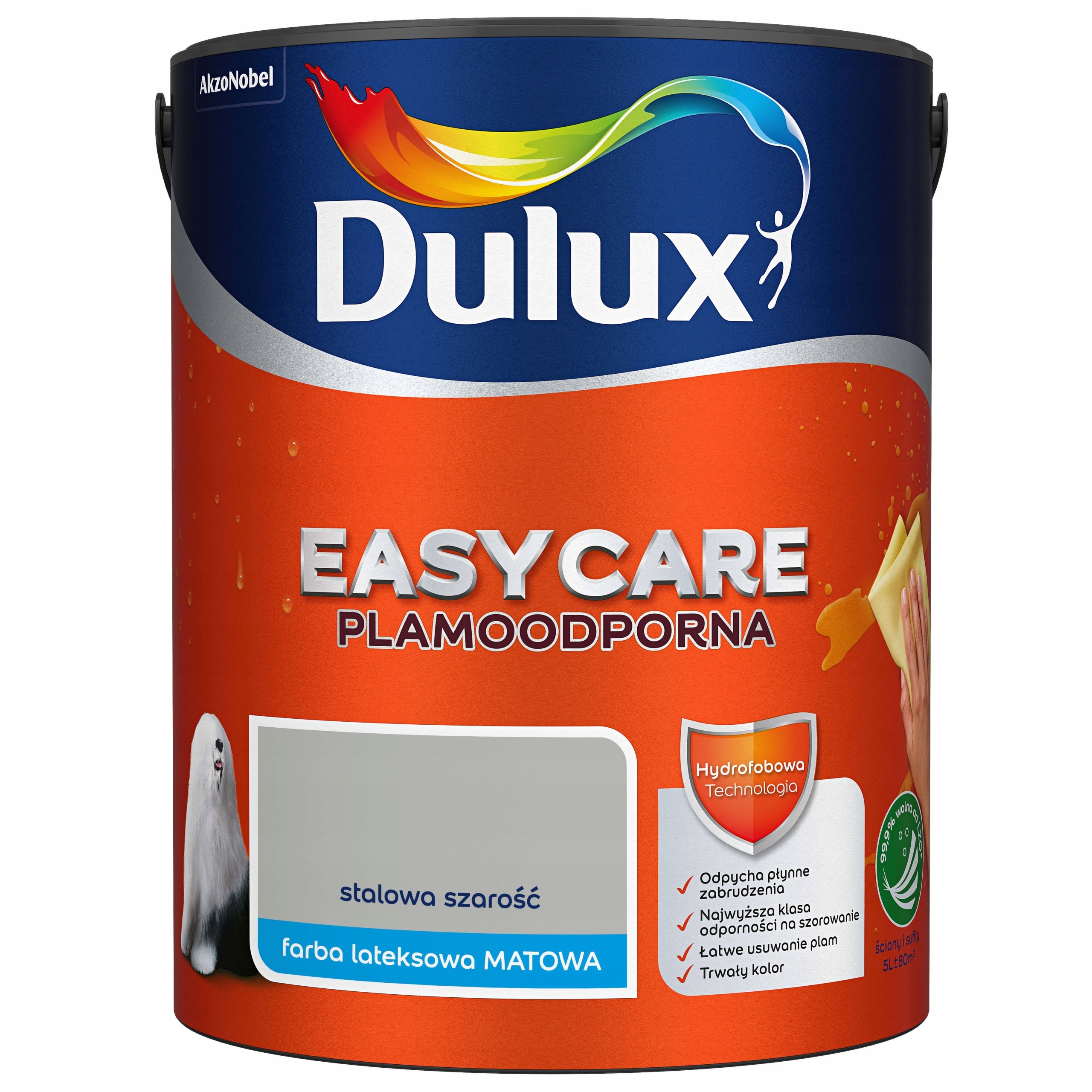 Dulux Easy Care Barva Odolná Proti Skvrnám, Ocelová, Šedá, 5 L