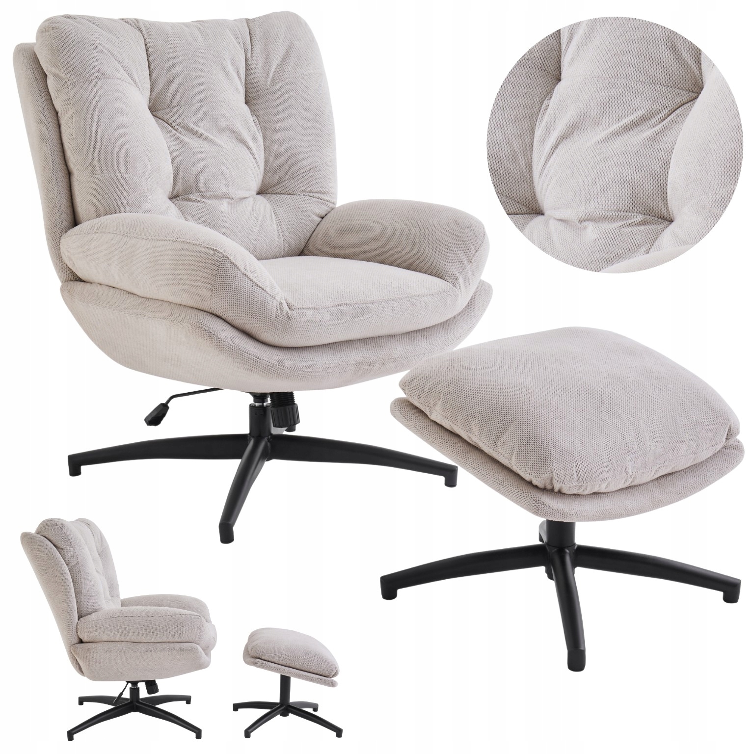 Fotel obrotowy HowHomely beżowy