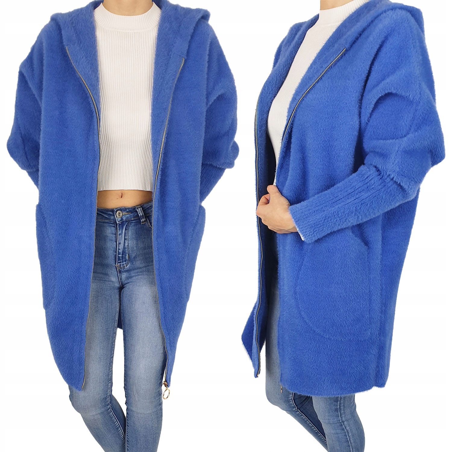 

Alpaka Płaszcz Swetr Damska Wełna Kaptur Kolory