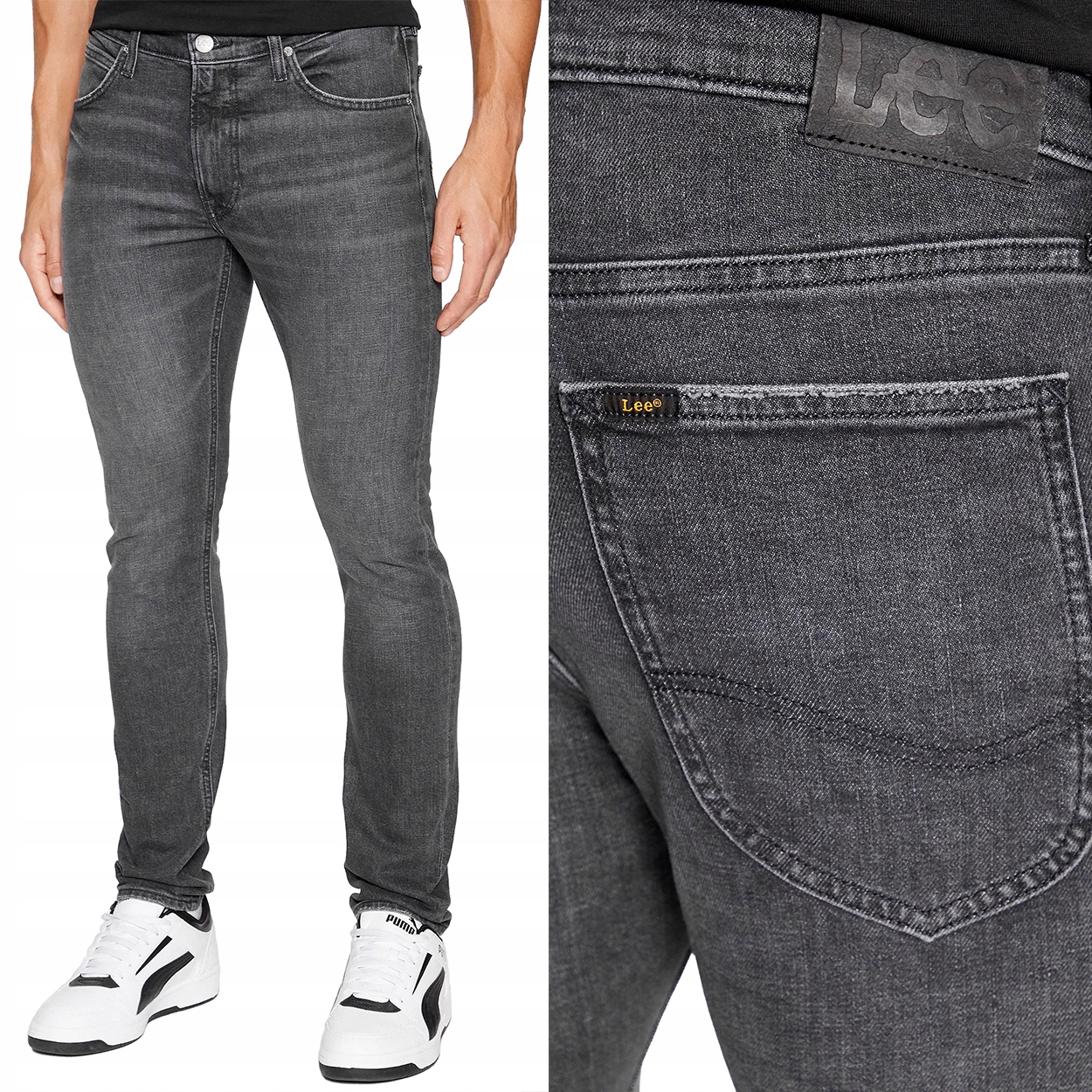 Lee Luke slim tapered Eclipse silně zúžené šedé džínové kalhoty W30 L32