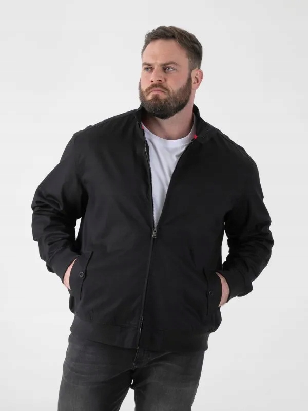 Velká Elegantní pánská bunda Harrington Černá KENT-D555 Velikost 5XL