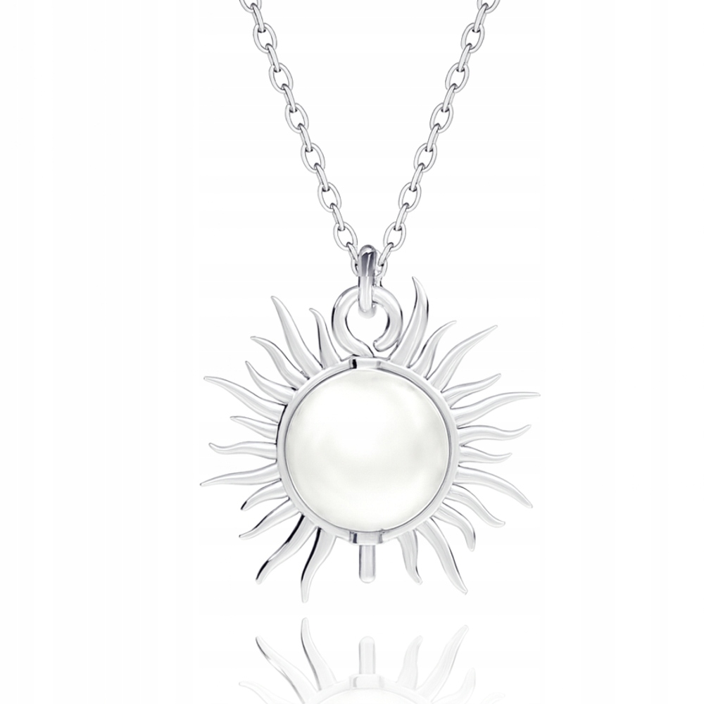 Sluneční Hvězda S Perlou Perly Stříbrný náhrdelník s ankrovou vazbou stříbro 925