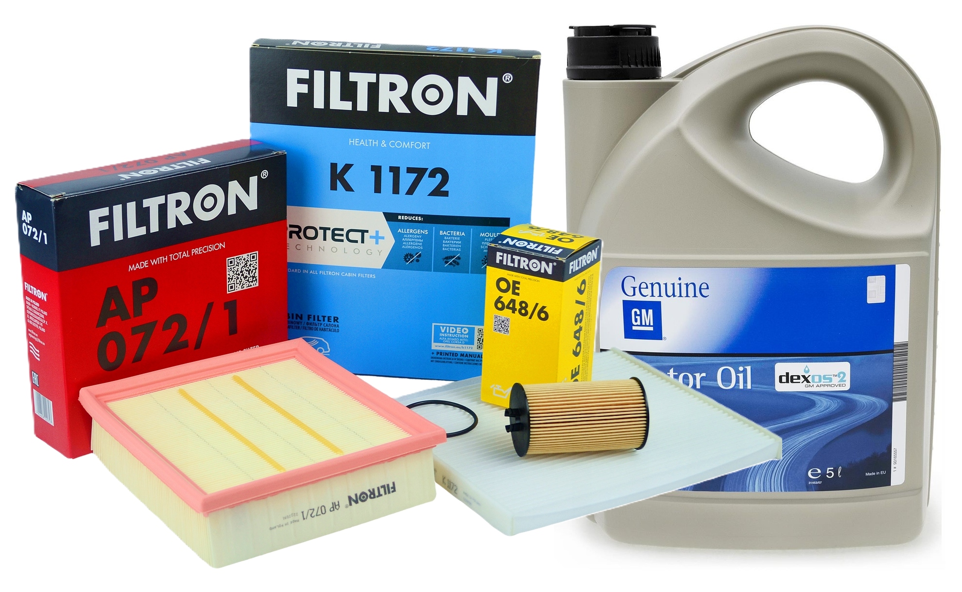 Sada 3 filtrů Filtron Opel Corsa D 1.0 1.6 olej Gm Dexos2 5W30 5L