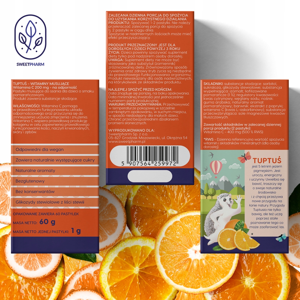 Witaminy Tuptuś Tuptuś Witamina C 250 mg Postać tabletki do ssania