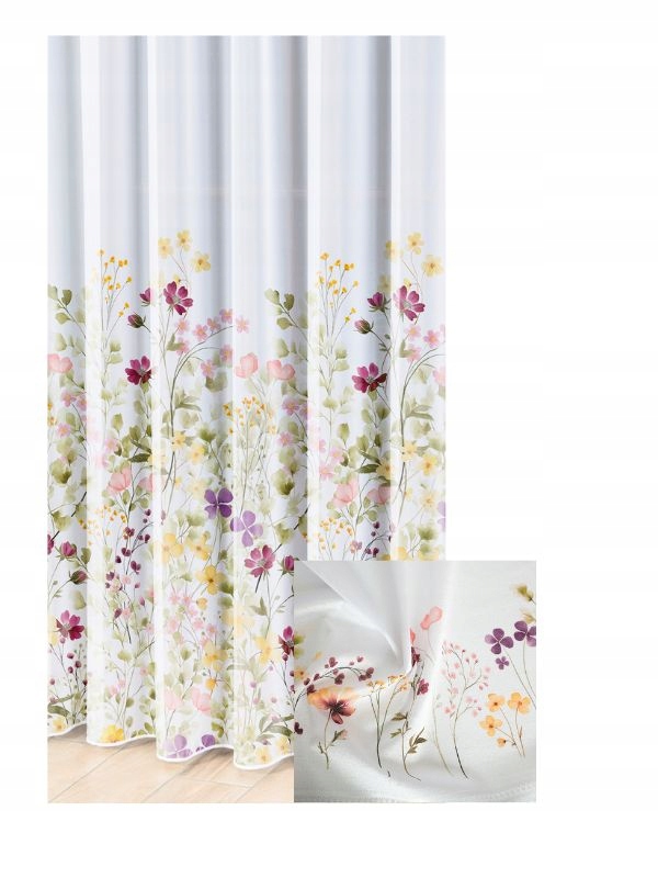 Záclona Voál Květiny Bílá Jemná Do Kuchyně Obývacího Pokoje S Páskou Š.340x280