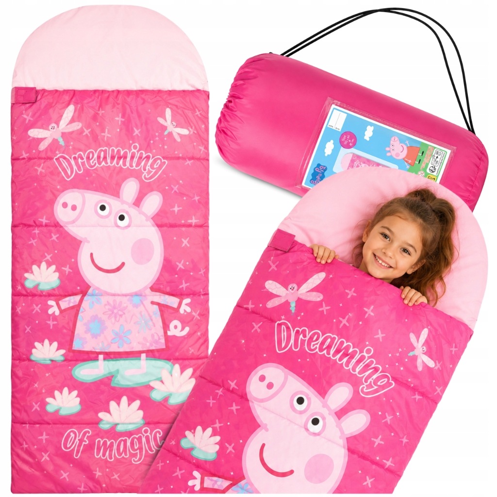 Śpiwór Dziecięcy Peppa Pig 170x70 cm Licencja Hasbro Różowy