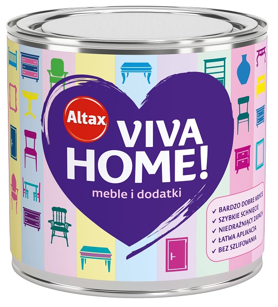 ALTAX VIVA HOME 0,25L - BEZTROSKI BŁĘKIT - MAT Gama kolorystyczna odcienie niebieskiego