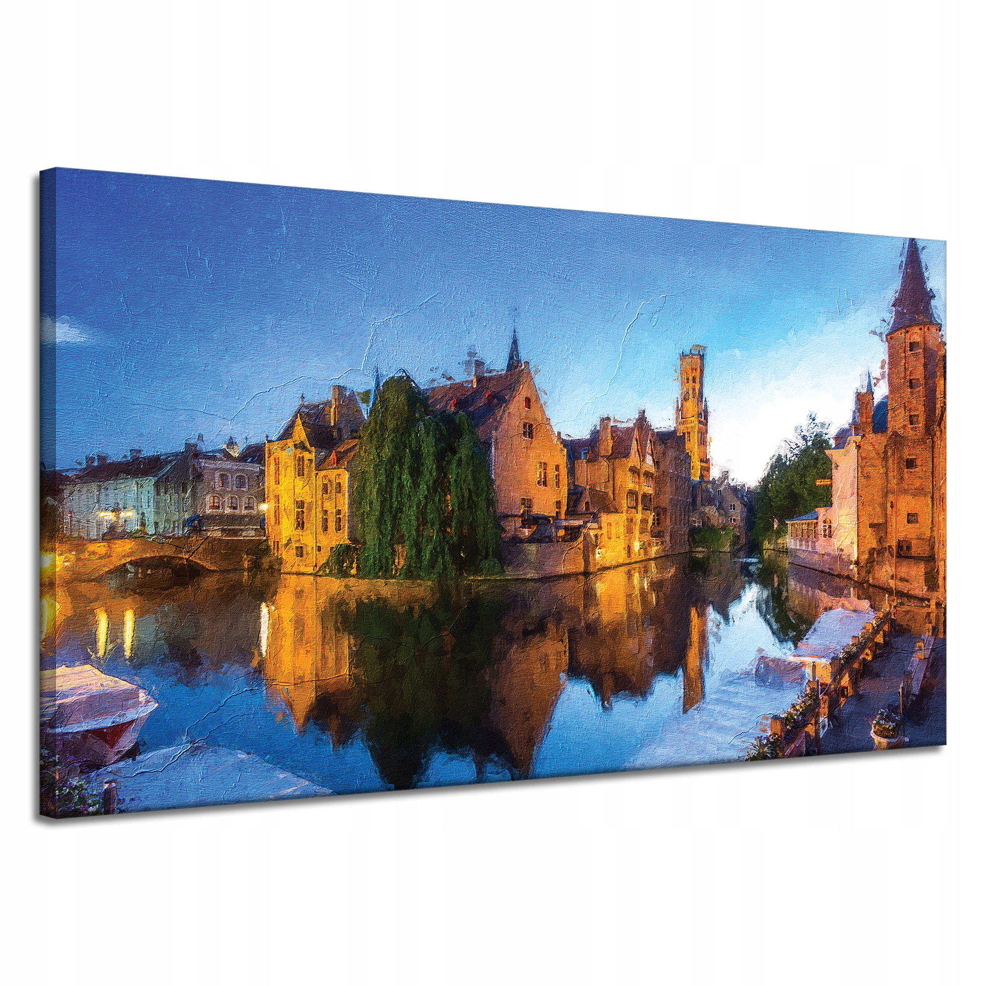 Obraz na plátně Řeka Město Olejový večer Styl 120x70 cm
