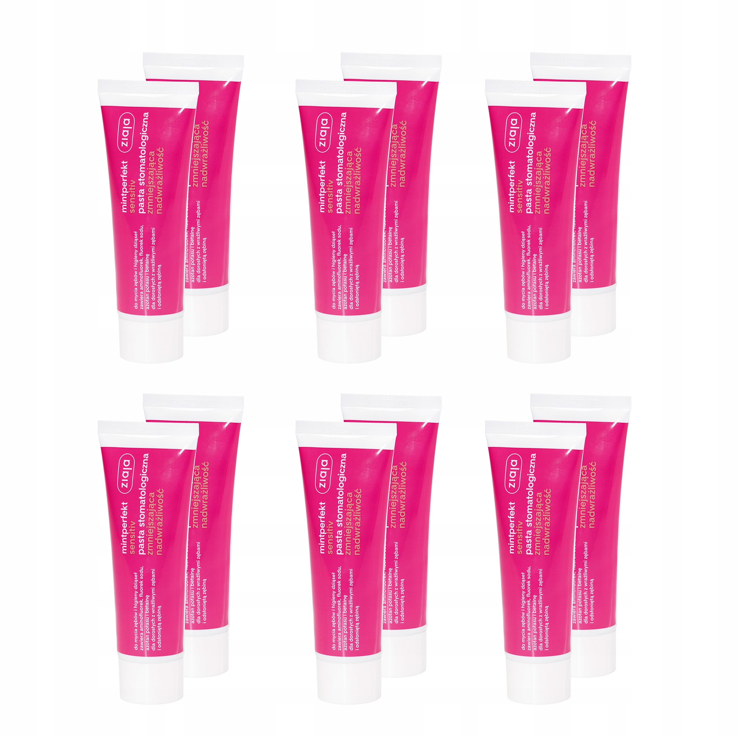 12x Pasta do zębów na nadwrażliwość Ziaja Mintperfekt Sensitiv 75 ml