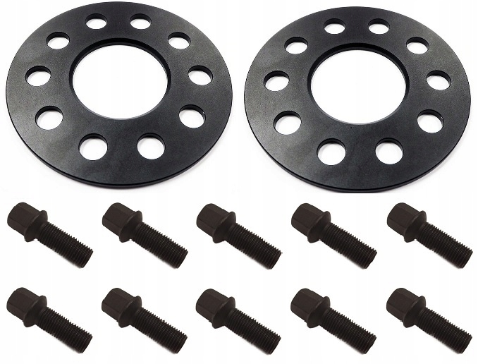 Černé distanční vložky 5x100/112x57,1 Vw Audi Skoda Seat 5 mm černé šrouby Oem