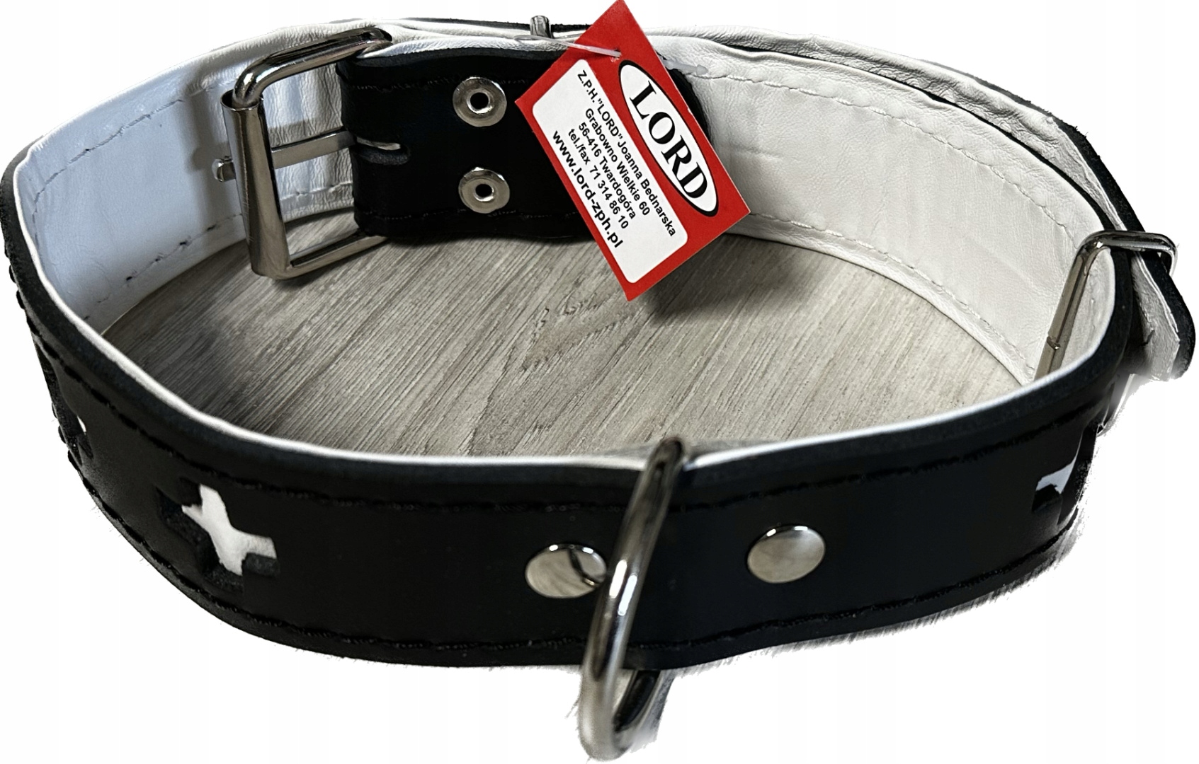 Levně Lord Kožený obojek s vykrojeným křížem 40mm/70cm