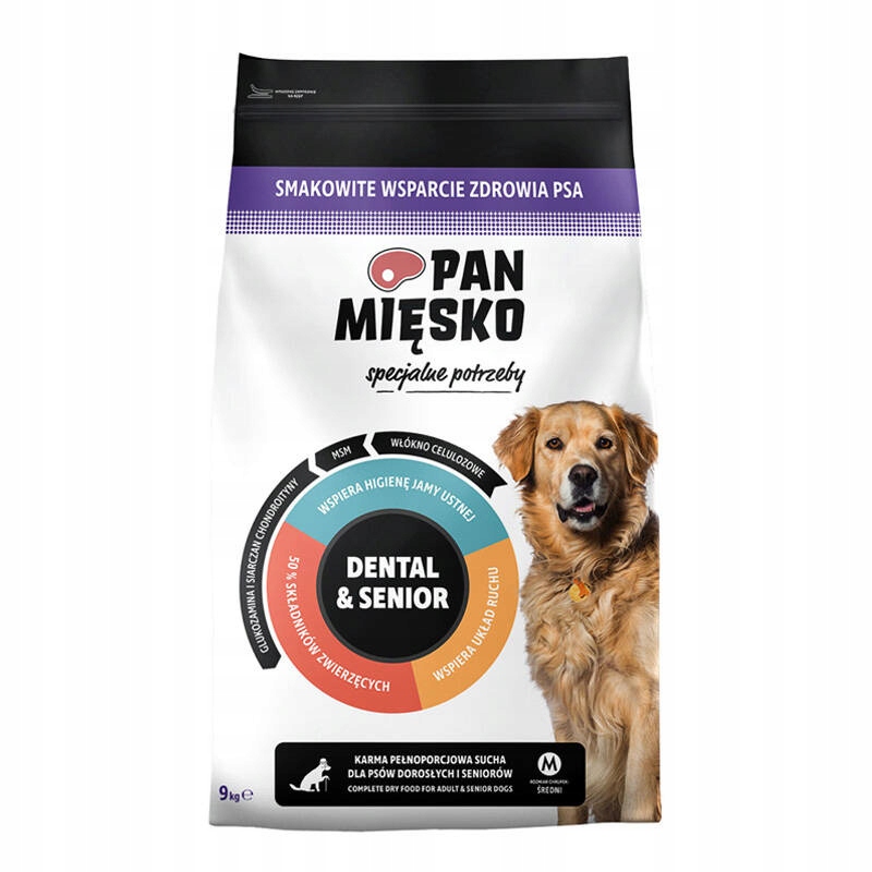 Pan Mięsko Karma sucha dla psa Dental Senior chrupki M 9 kg